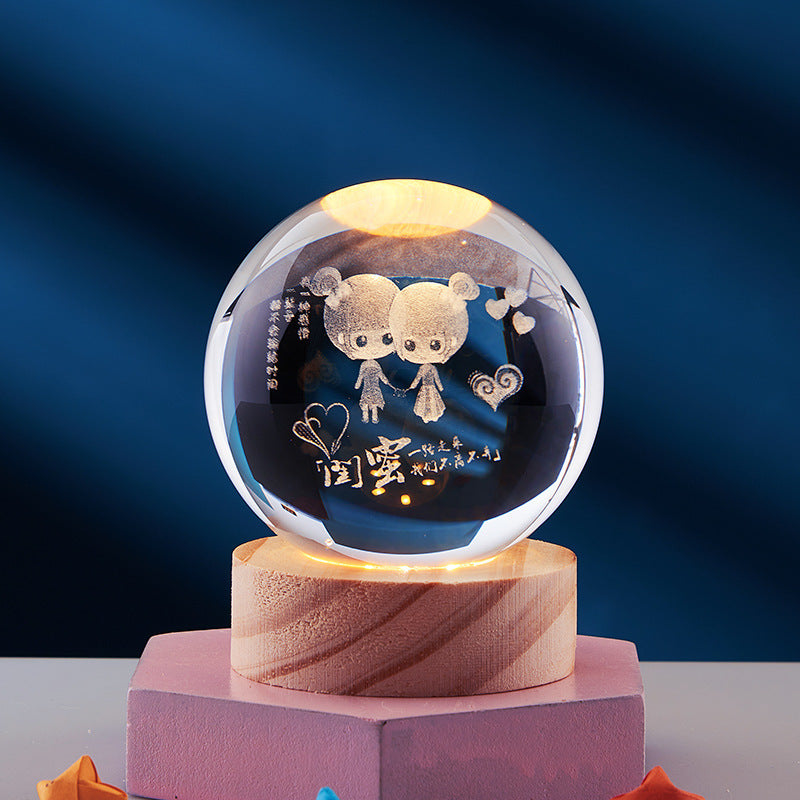 Lampe de Nuit 3D Élégante | Éclairage Décoratif USB avec Design en Cristal