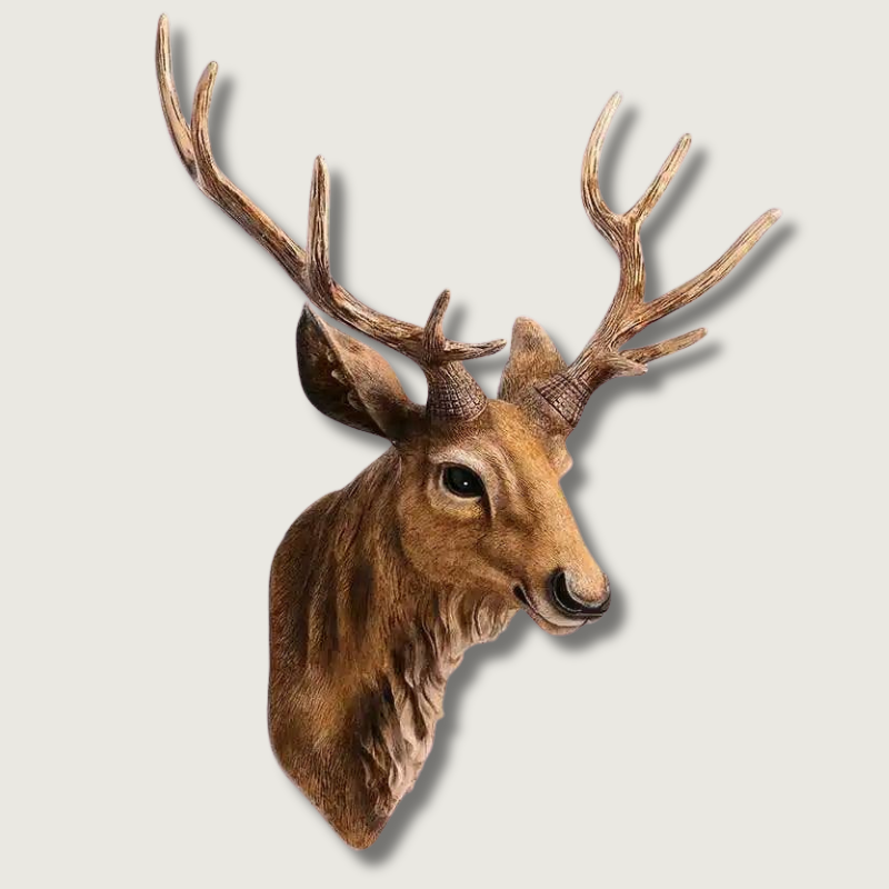 Décor Mural Tête de Cerf Faux | Art en Résine Fait Main Élégant
