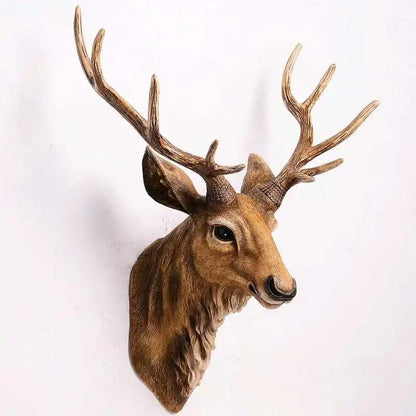 Décor Mural Tête de Cerf Faux | Art en Résine Fait Main Élégant