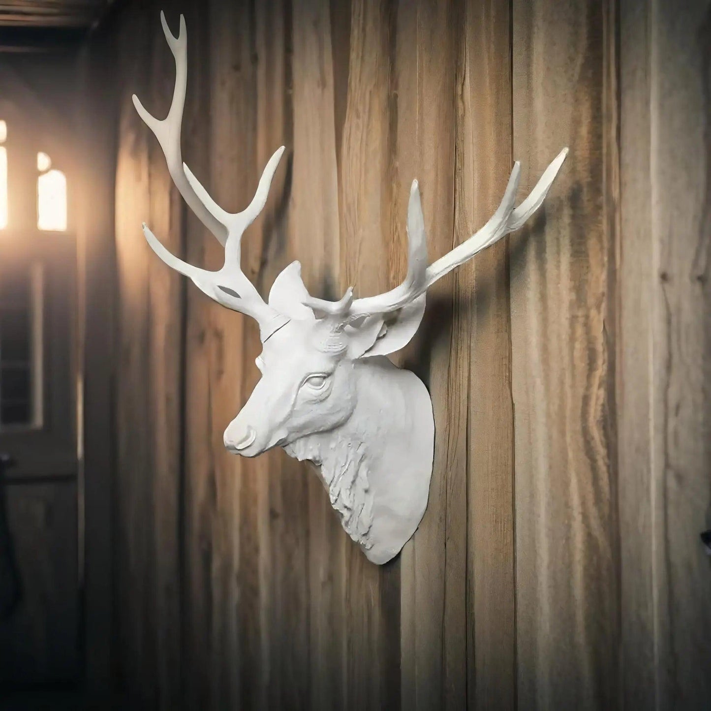 Décor Mural Tête de Cerf Faux | Art en Résine Fait Main Élégant