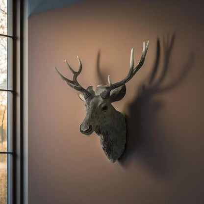 Décor Mural Tête de Cerf Faux | Art en Résine Fait Main Élégant