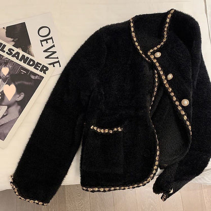 Cardigan en Velours de Vison pour Femmes | Manches Dramatiques et Style Élégant