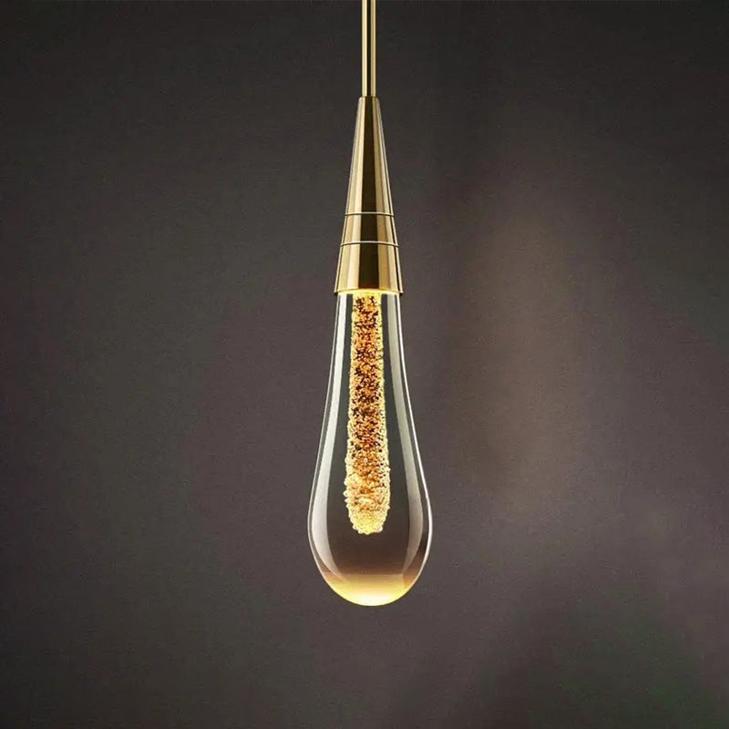 Applique Murale en Verre avec Accents Dorés | Design Goutte d'Eau et Lumière Chaude