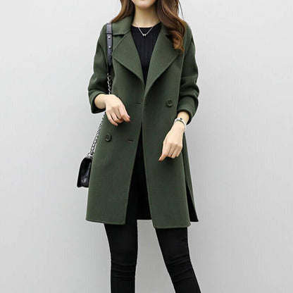 Manteau Long en Mélange de Laine | Coupe Ajustée pour l'Hiver et l'Automne