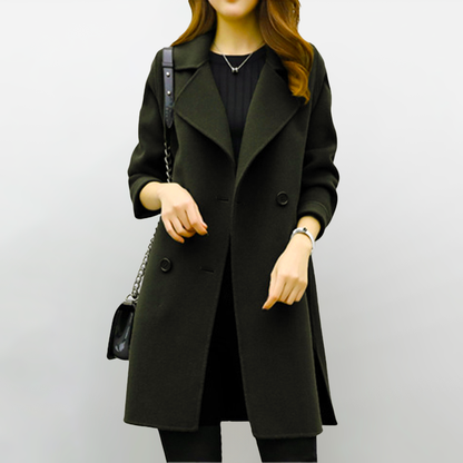 Manteau Long en Mélange de Laine | Coupe Ajustée pour l'Hiver et l'Automne