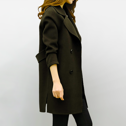 Manteau Long en Mélange de Laine | Coupe Ajustée pour l'Hiver et l'Automne
