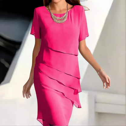 Robe Midi en Chiffon Aéré | Design Superposé et Chic pour Été