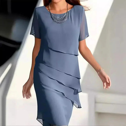 Robe Midi en Chiffon Aéré | Design Superposé et Chic pour Été