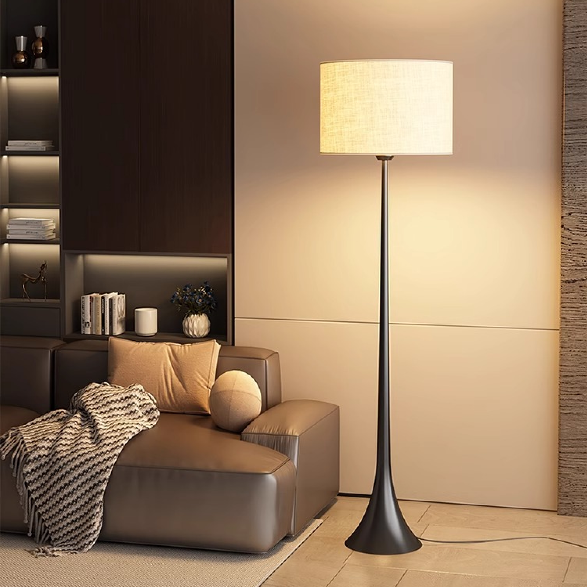 Lampe sur Pied en Soie | Élégance Contemporaine et Chaleur Accueillante