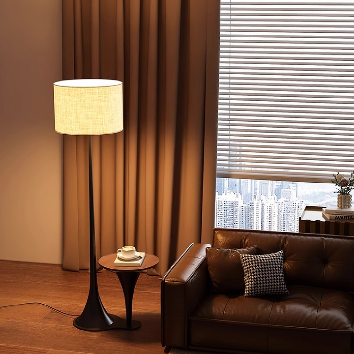 Lampe sur Pied en Soie | Élégance Contemporaine et Chaleur Accueillante