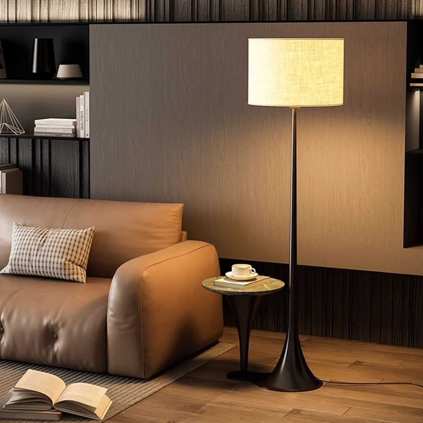 Lampe sur Pied en Soie | Élégance Contemporaine et Chaleur Accueillante