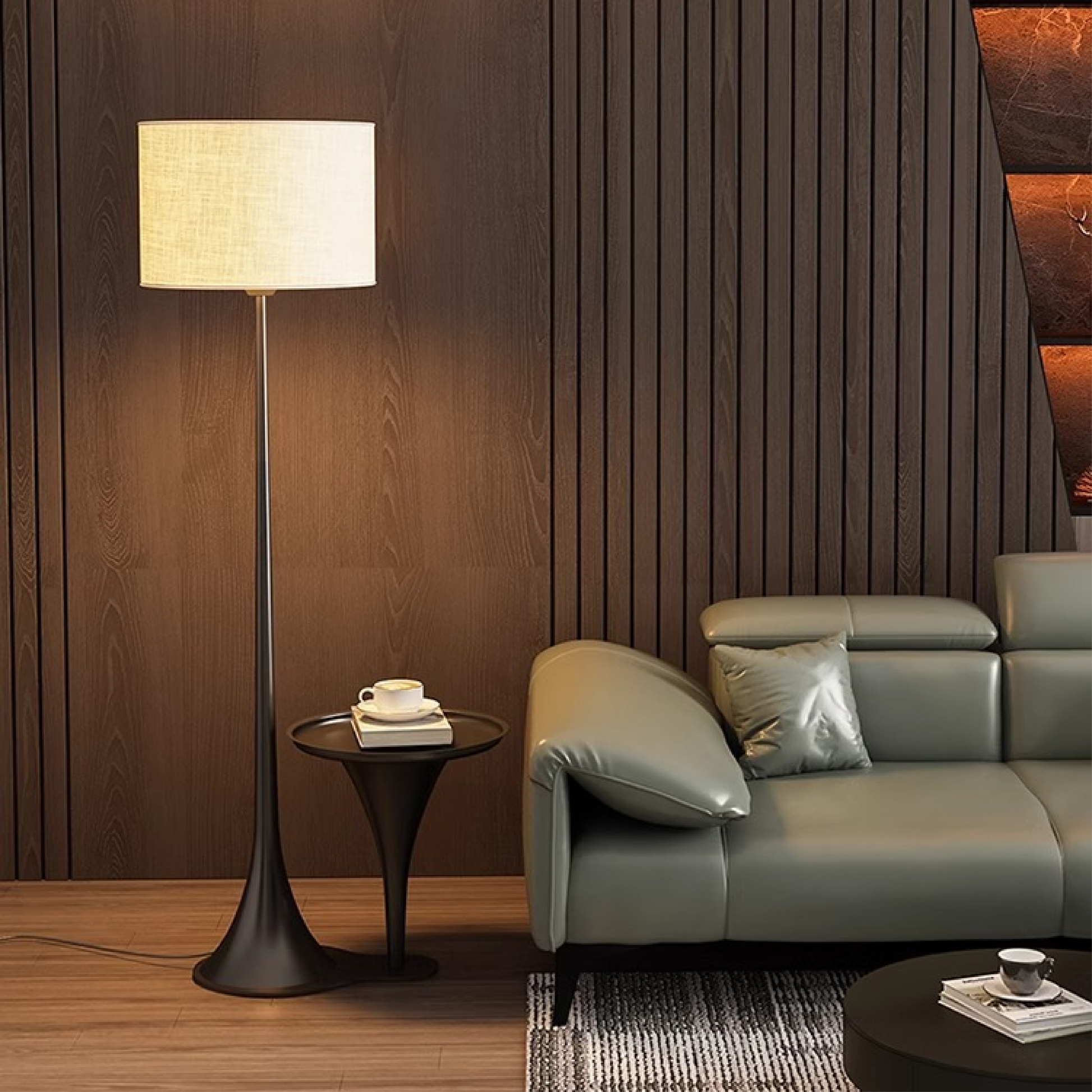 Lampe sur Pied en Soie | Élégance Contemporaine et Chaleur Accueillante