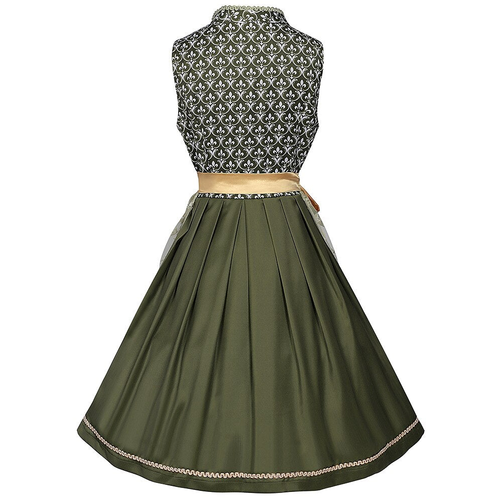 Robe dirndl verte brodée | Élégante avec Tablier Assorti