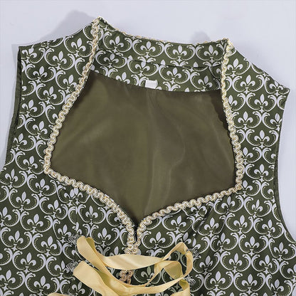 Robe dirndl verte brodée | Élégante avec Tablier Assorti