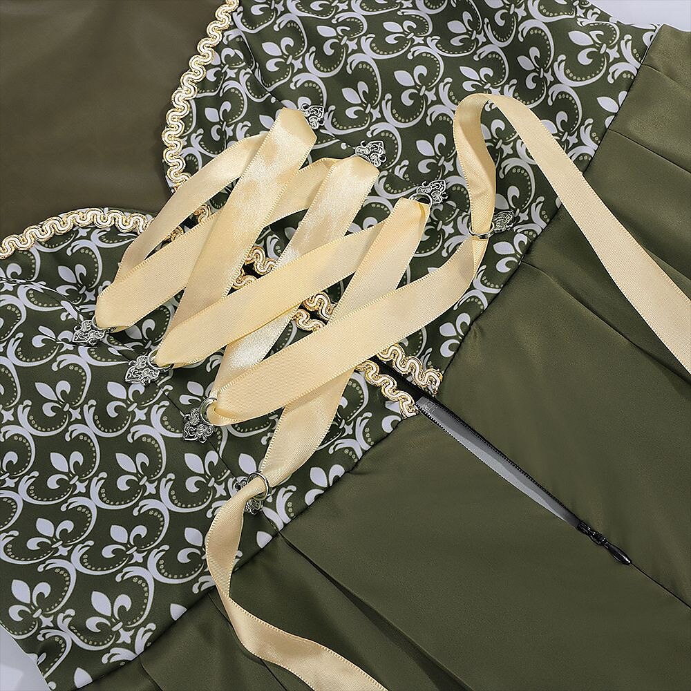 Robe dirndl verte brodée | Élégante avec Tablier Assorti