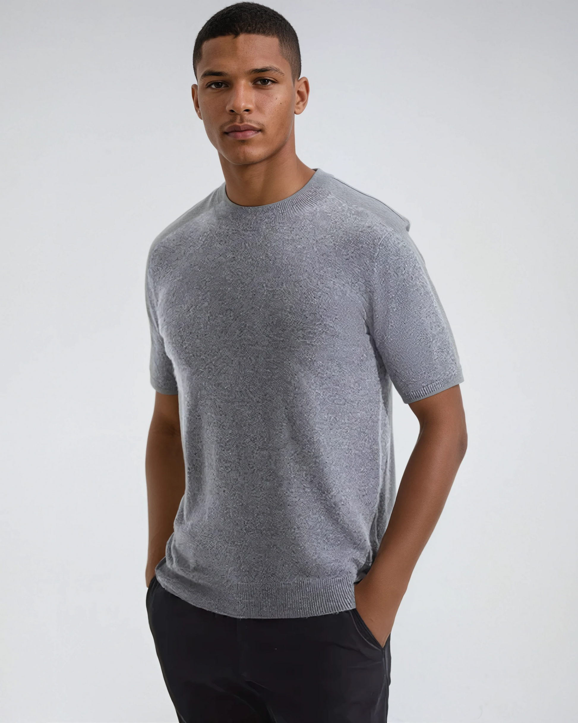 T-Shirt en Cashwool Gris pour Hommes | Confort et Élégance au Quotidien