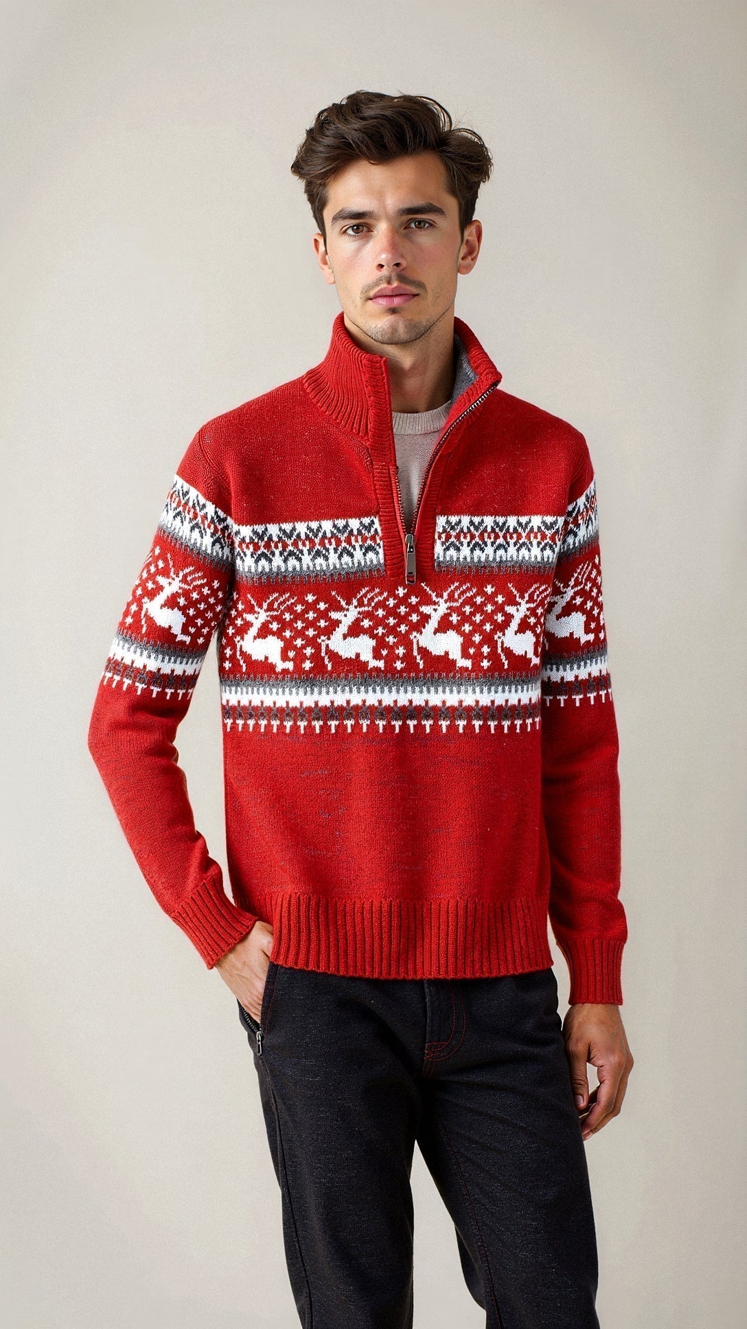 Pull Tricoté Festif Renne | Confort Douillet pour les Fêtes