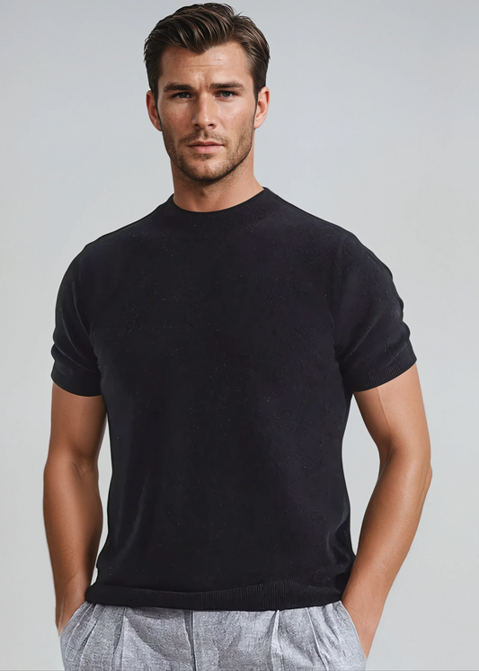 T-Shirt en Cashwool Noir pour Homme | Confort Luxe et Style Polyvalent