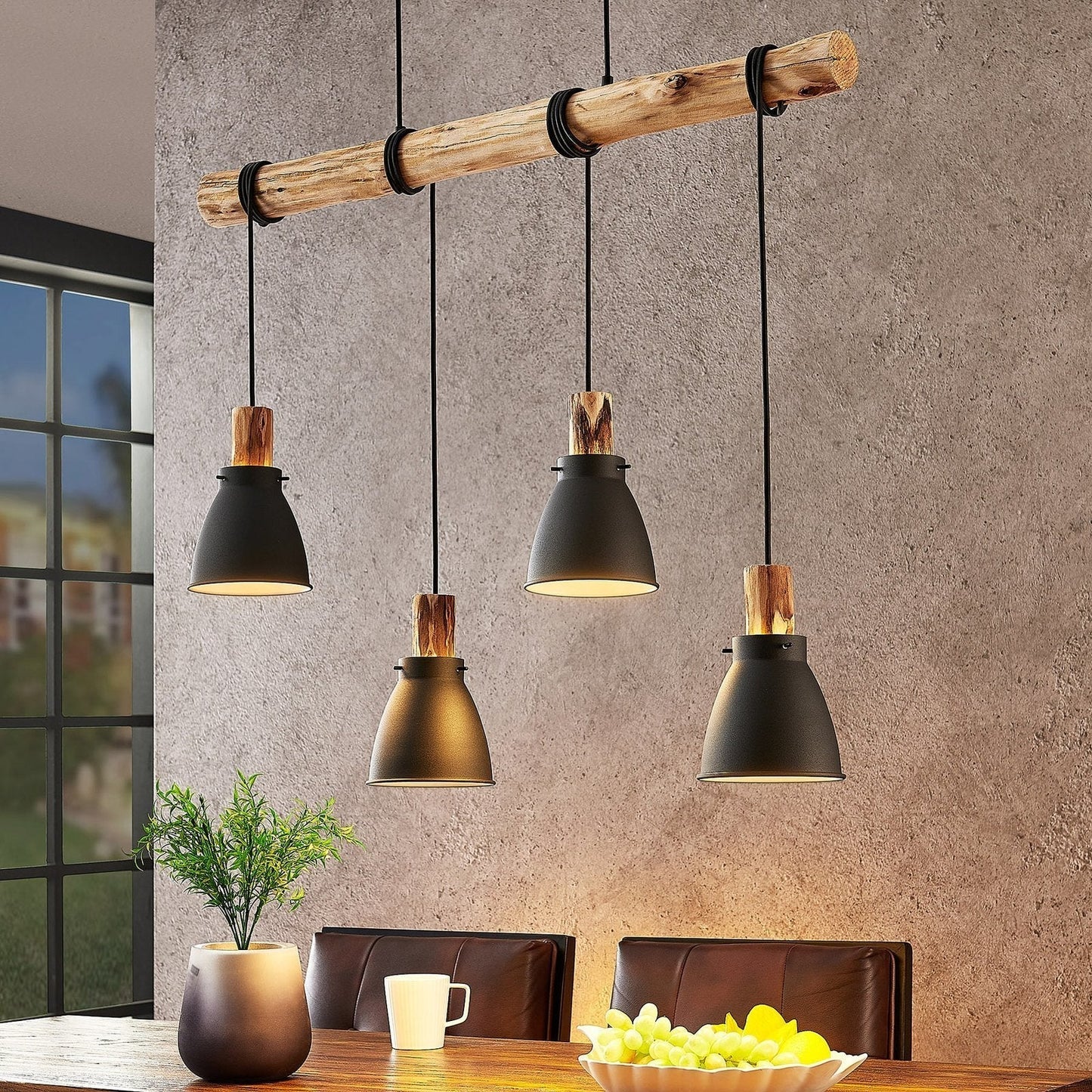 Lampe Suspendue Rustique en Bois | Éclairage Chaleureux pour Cuisine Moderne