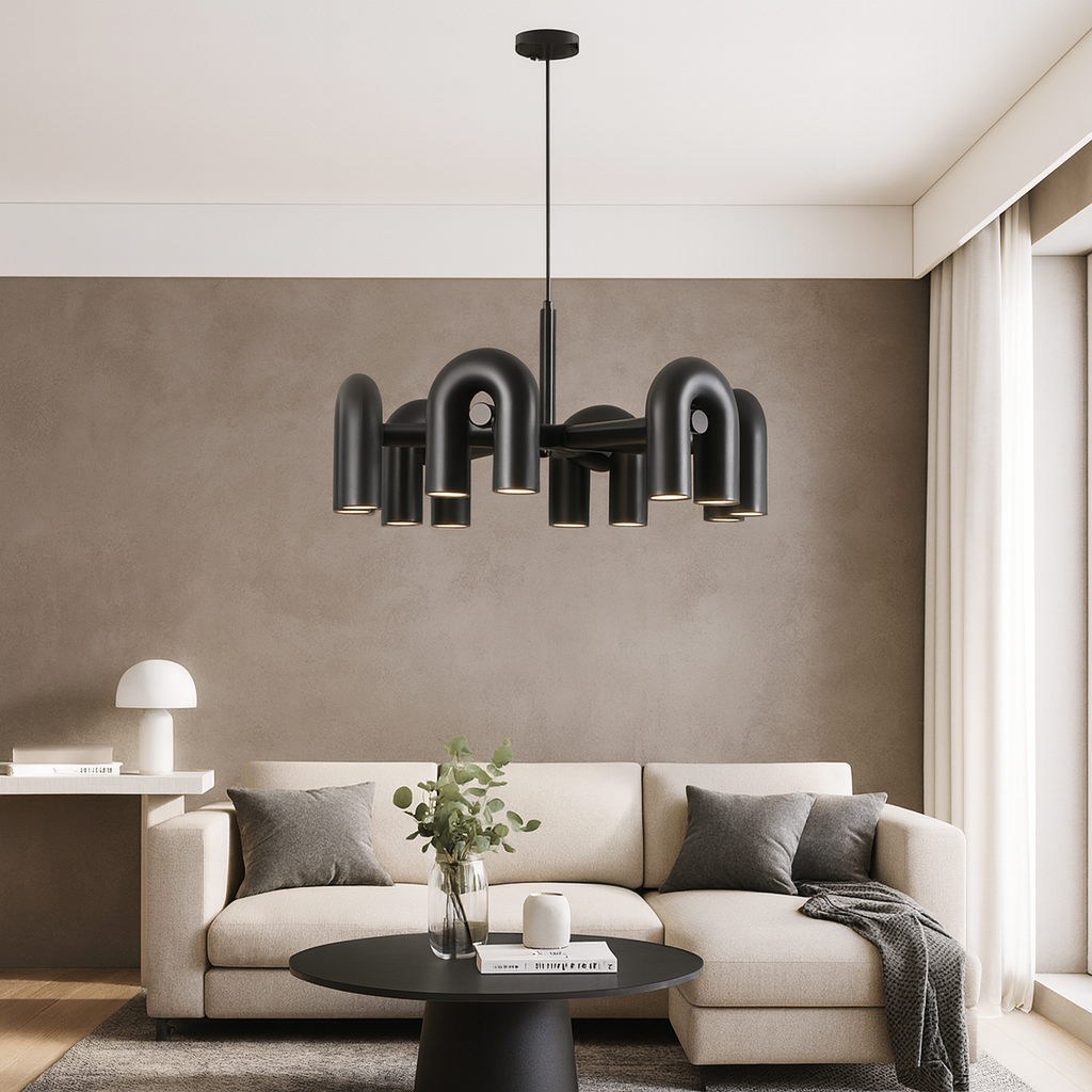 Lustre Bauhaus Moderne avec Éclairage LED | Design Géométrique et Ambiance Chaleureuse