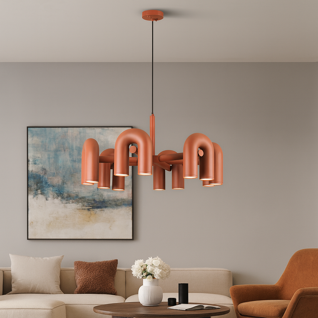 Lustre Bauhaus Moderne avec Éclairage LED | Design Géométrique et Ambiance Chaleureuse