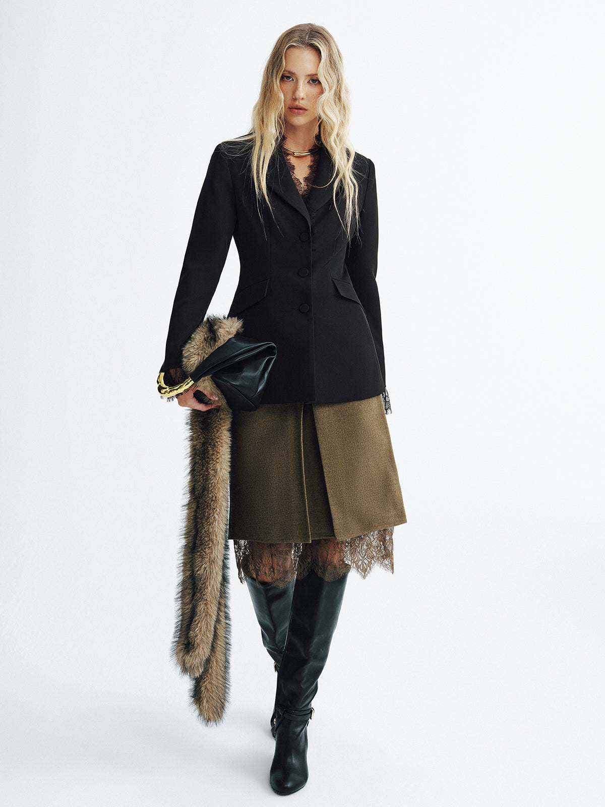 Blazer Ajusté Femme Chic | Détails en Dentelle Élégante