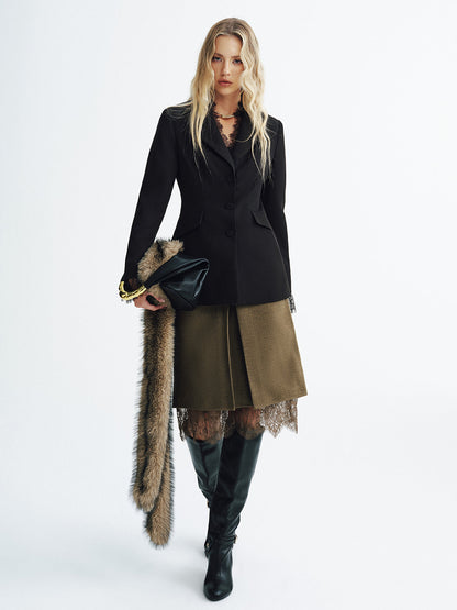 Blazer Ajusté Femme Chic | Détails en Dentelle Élégante
