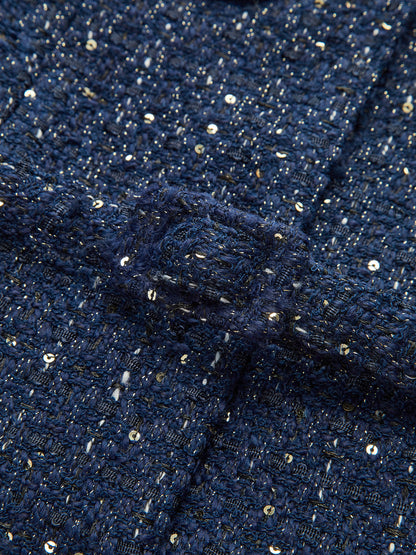 Veste en Tweed Métallique | Style Contemporain et Ceinturée