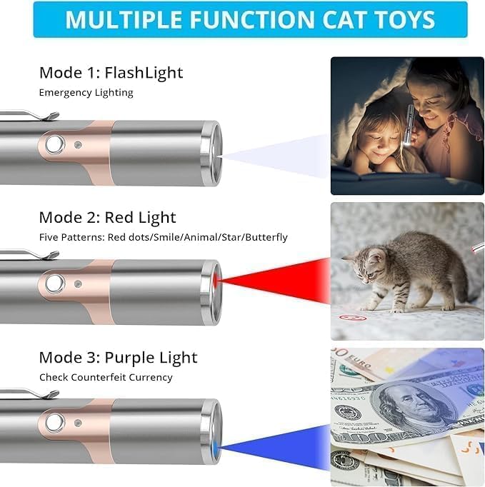 Jouet Laser Rechargeable pour Chats | Amusement Intérieur avec Modes Variés