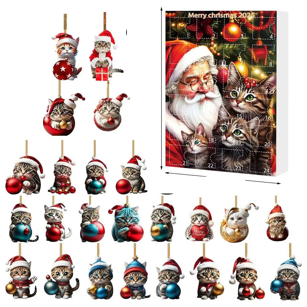 Ornements de Noël en Forme de Chat | Décorations Festives en Acrylique Durable
