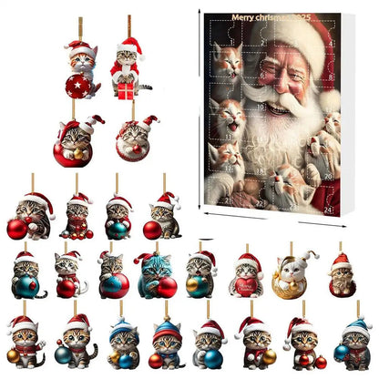 Ornements de Noël en Forme de Chat | Décorations Festives en Acrylique Durable