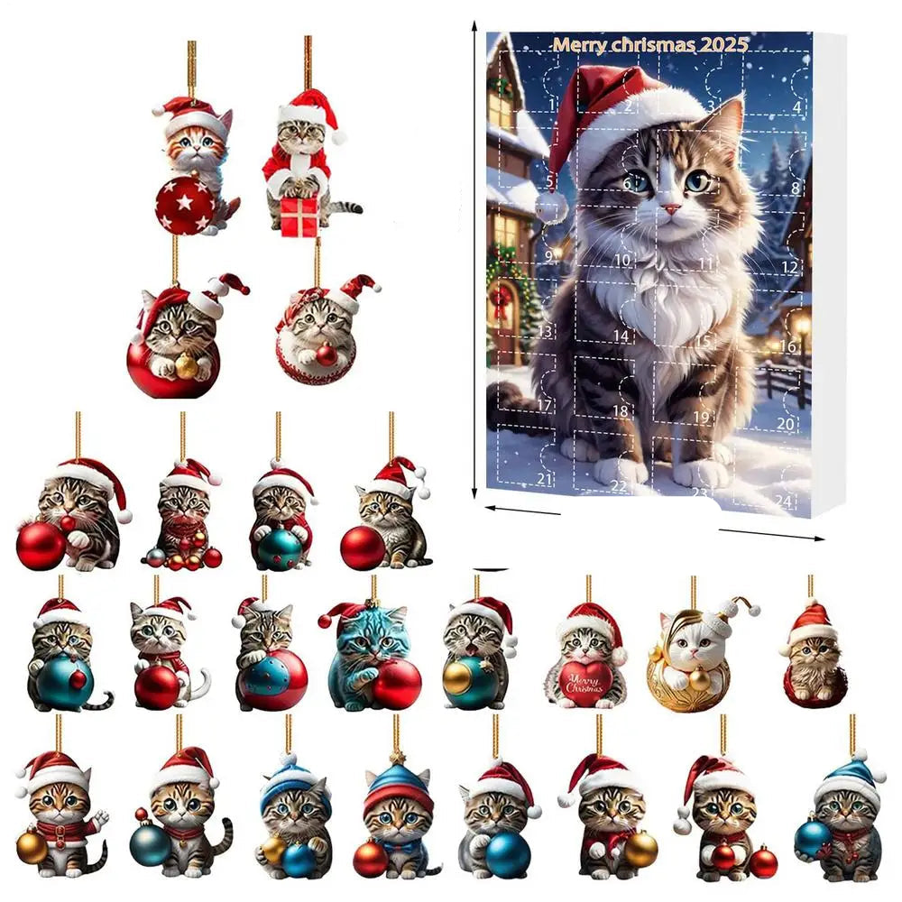 Ornements de Noël en Forme de Chat | Décorations Festives en Acrylique Durable