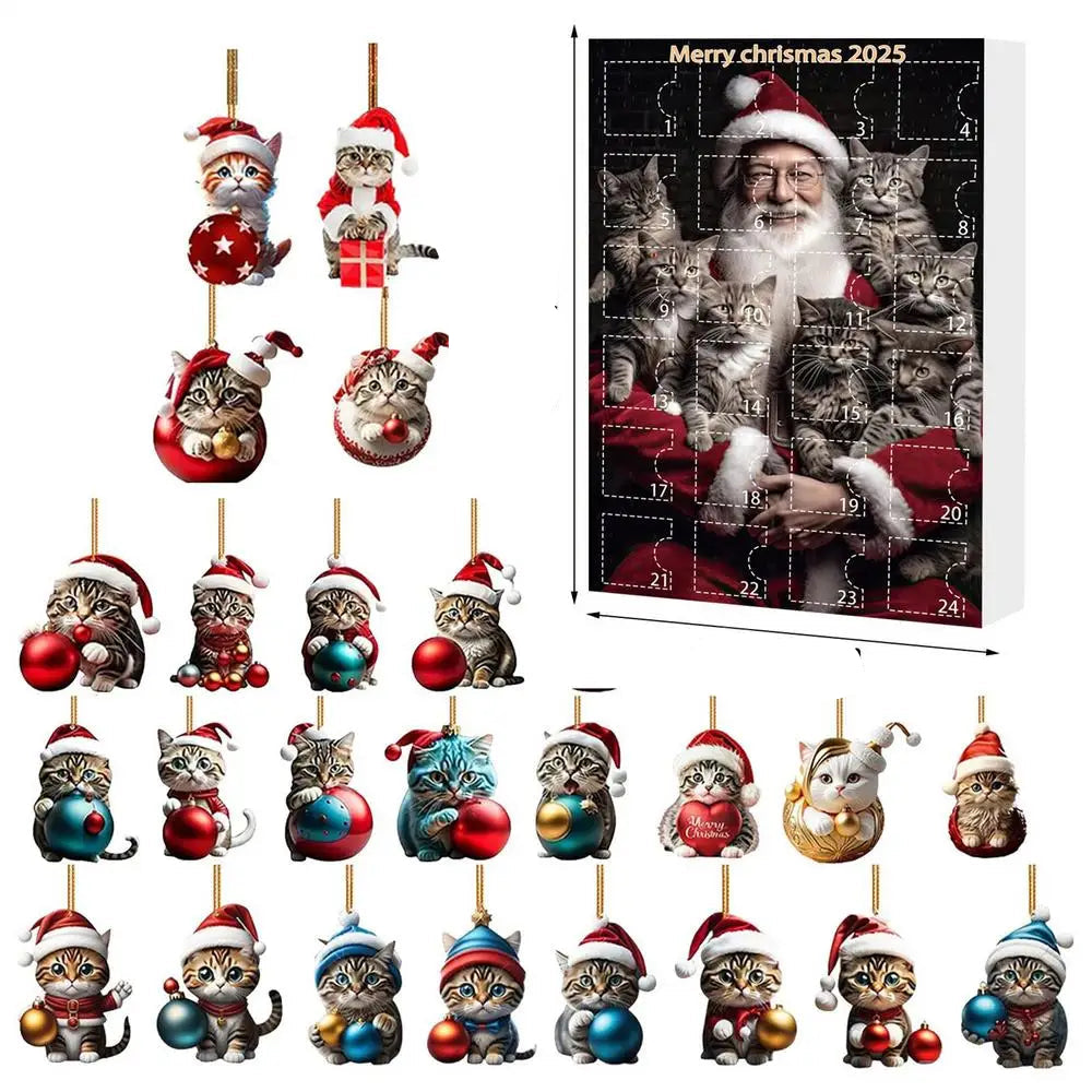 Ornements de Noël en Forme de Chat | Décorations Festives en Acrylique Durable