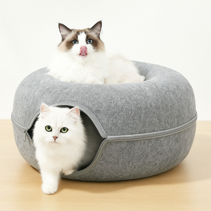 Lit Tunnel pour Chats | Confort et Amusement en Feutre
