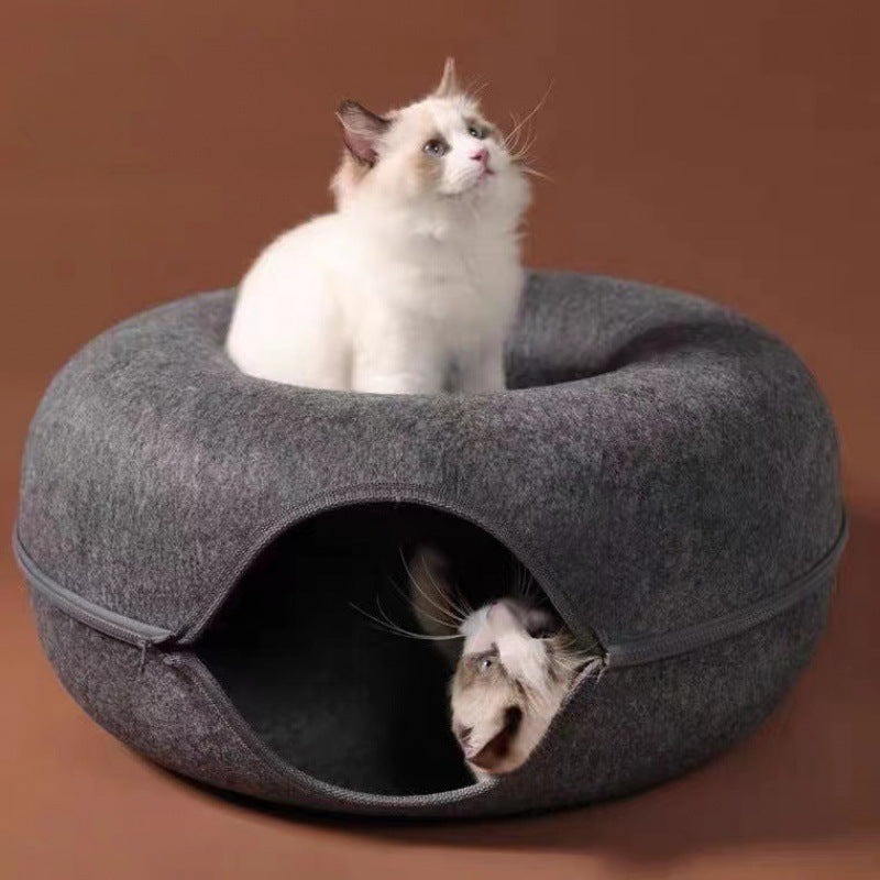 Lit Tunnel pour Chats | Confort et Amusement en Feutre