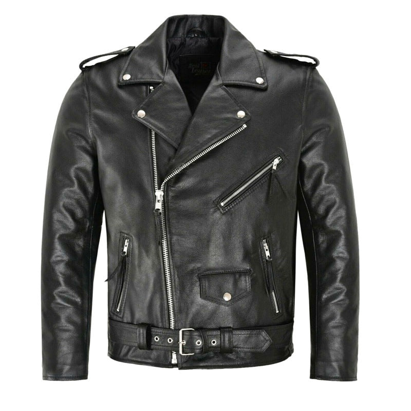 Veste de Moto en Cuir pour Homme | Détails Zippés et Ajustement Confortable