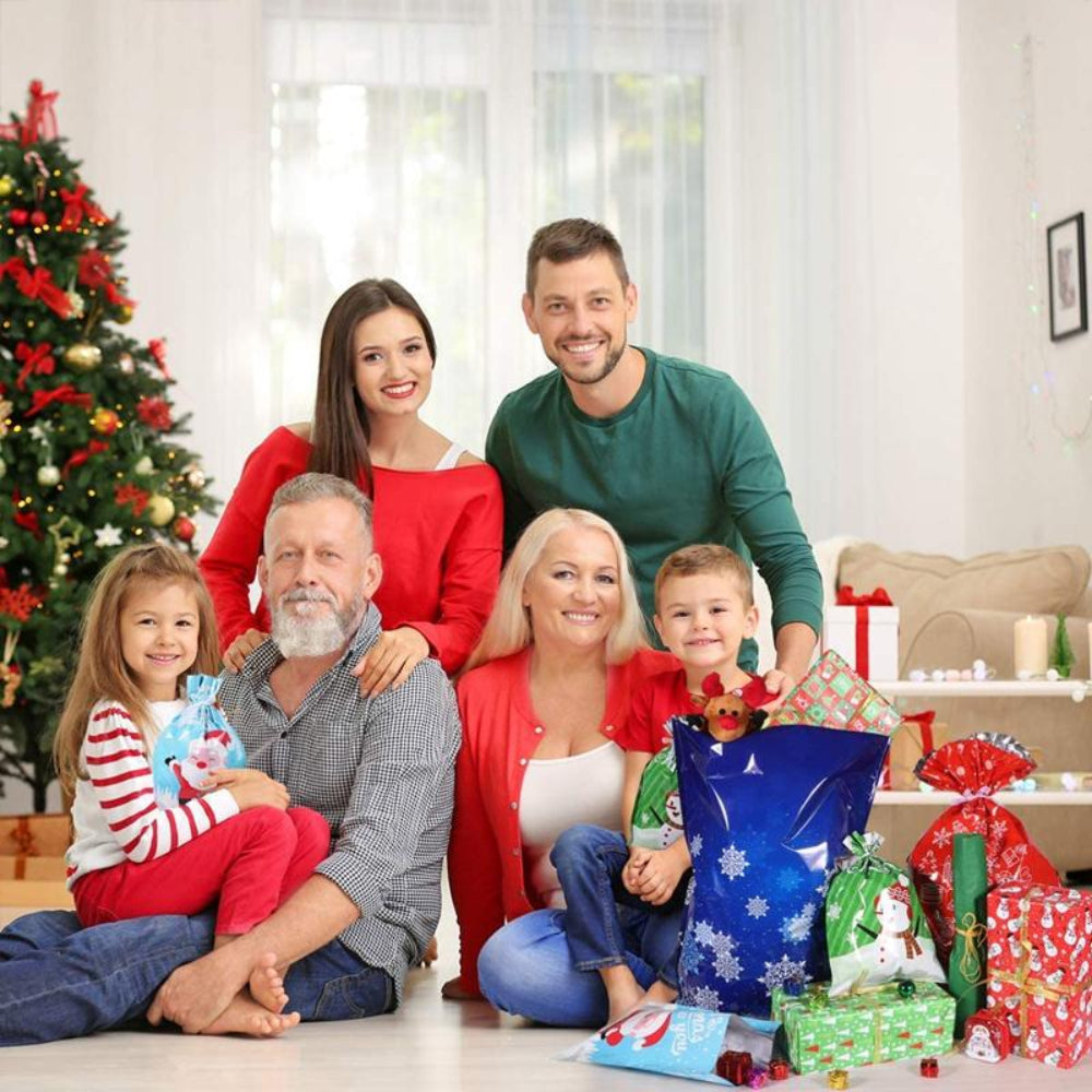 Sacs Cadeaux de Noël Réutilisables | Emballage Festif Rapide et Écologique