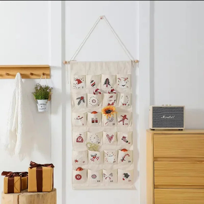 Calendrier de l'Avent Interactif | 24 Poches Colorées et Spacieuses