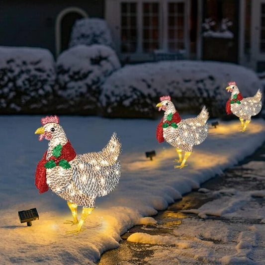 Décoration de Jardin Lumineuse | Poule Réaliste avec Écharpe et LED
