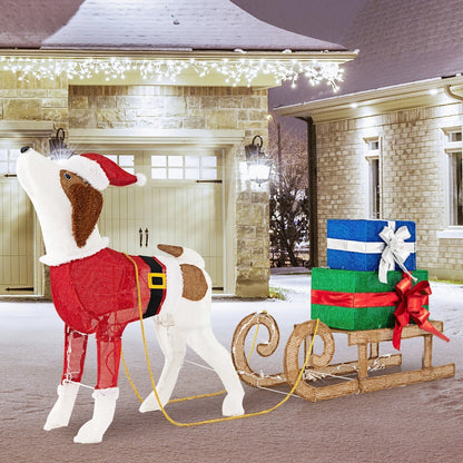 Décoration de Noël Traîneau à Chiens | Éclairé par 170 Lumières LED