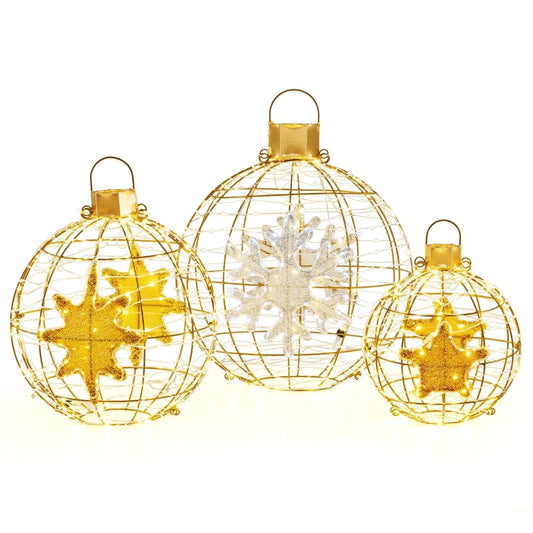 Boules Lumineuses LED de Noël | Ensemble de 3 Décorations Éblouissantes