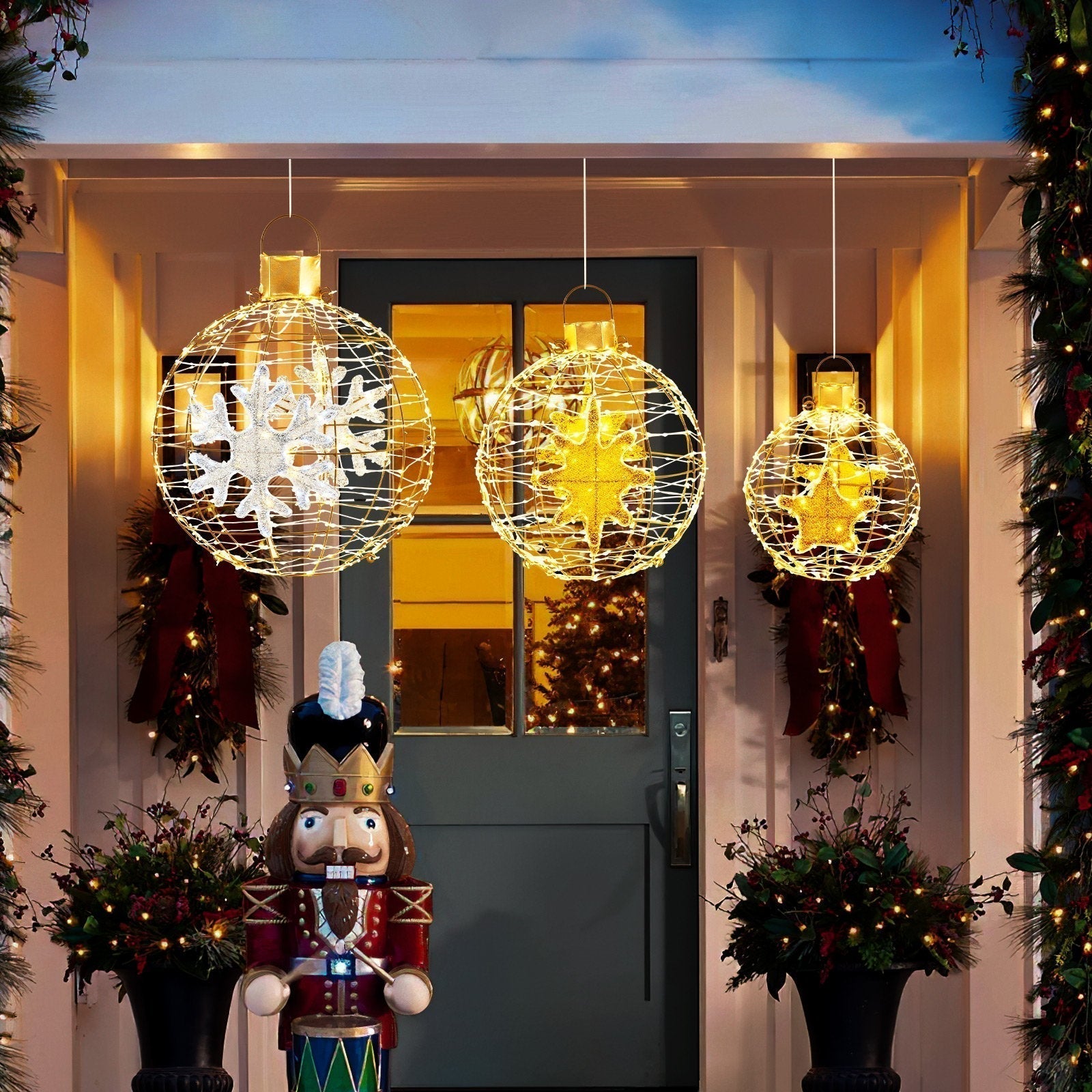 Boules Lumineuses LED de Noël | Ensemble de 3 Décorations Éblouissantes