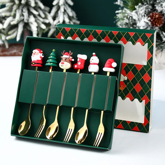 Couverts de Noël Dorés | Ensemble Festif pour Repas Élégants