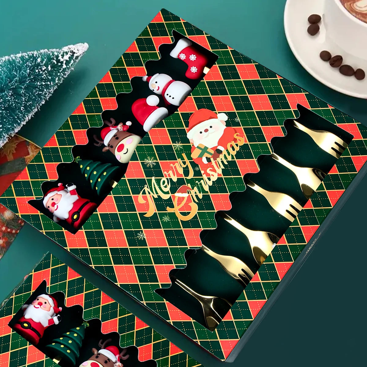 Couverts de Noël Dorés | Ensemble Festif pour Repas Élégants