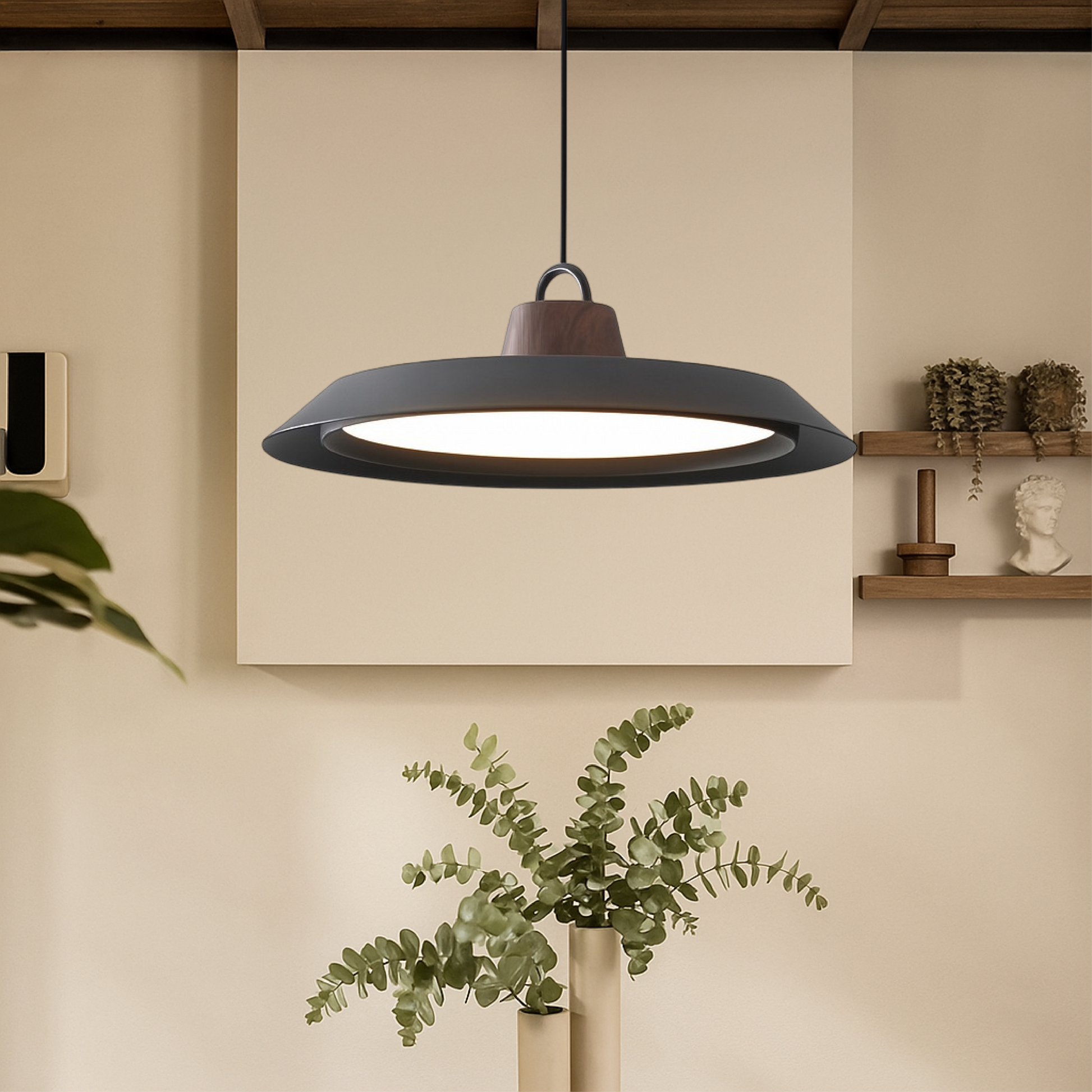Lampe Suspendue Scandinave en Bois | Élégance Minimaliste pour Intérieur