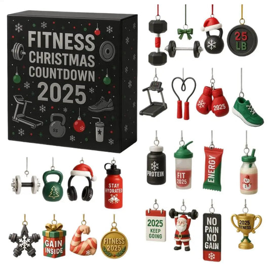Calendrier de l'Avent Fitness | Décorations en Acrylique Joyeuses et Motivantes