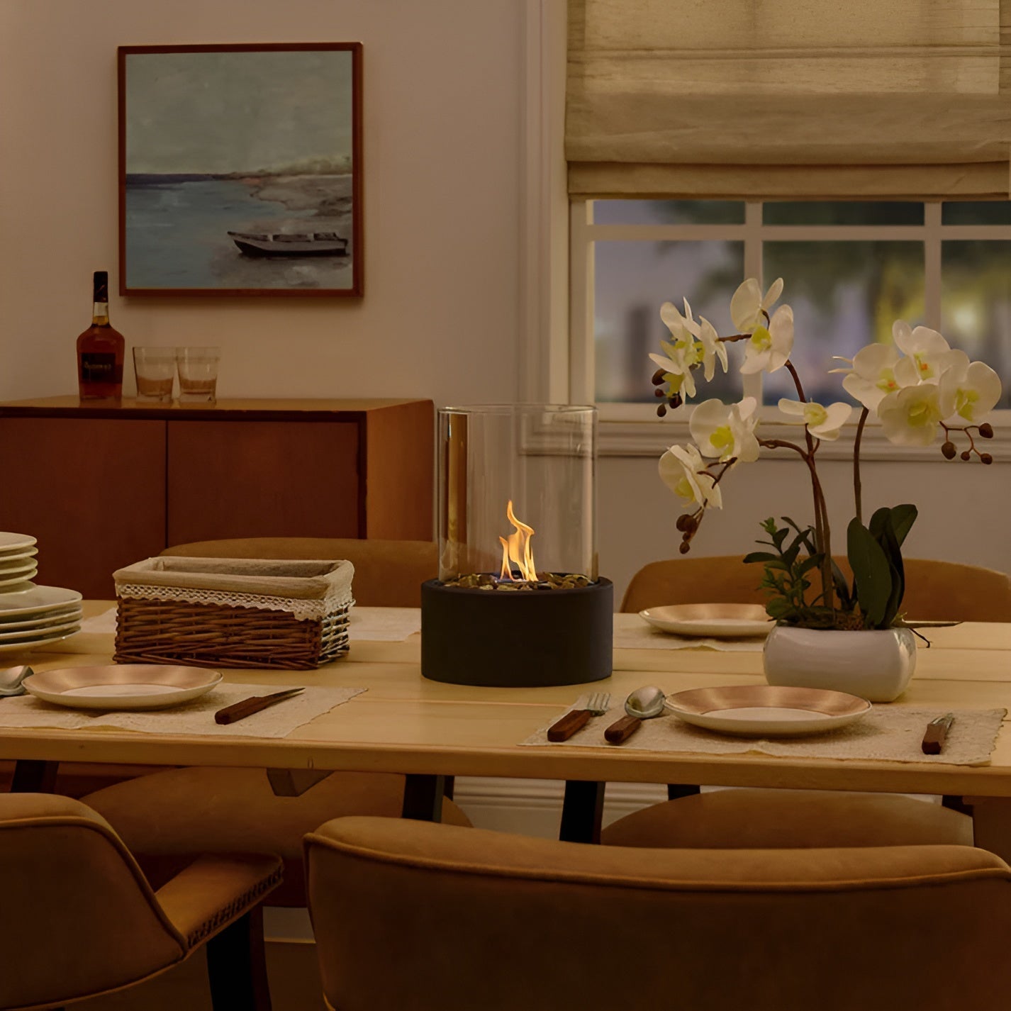 Cheminée de Table Éthanol | Élégante et Portable pour Intérieur et Extérieur