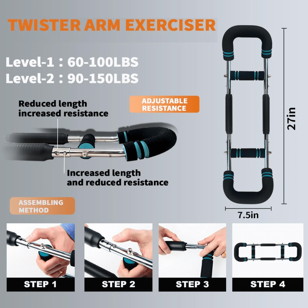Barre d'entraînement ajustable pour bras | Résistance Personnalisable et Portable