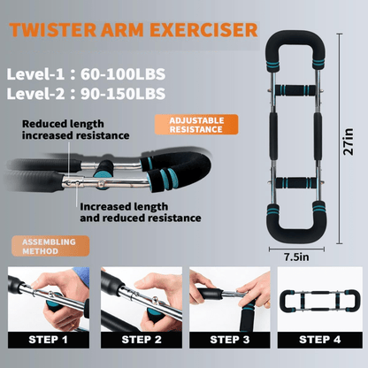 Barre d'entraînement ajustable pour bras | Résistance Personnalisable et Portable