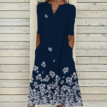 Robe d'été à Motif Floral | Style Élégant et Confortable